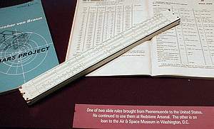 CLICK to see a close up of one of von Braun's rules, thanks to Duane Croft who went down and shot it in person. We'll assume WvB actually used it with a cursor that has been lost somehere by a feckless curator doomed to a bad career.