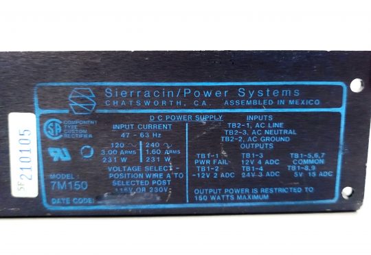 Sierracin Power Supply Model: 7M150