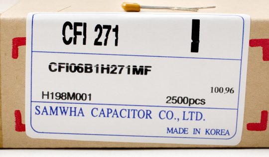 Bulk Capacitors – SAMWHA CFI 271 CFI06B1H271MF, Box of 2500