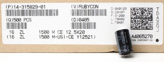 Bulk Capacitors – Rubycon Electrolytic 1500 uF 16V