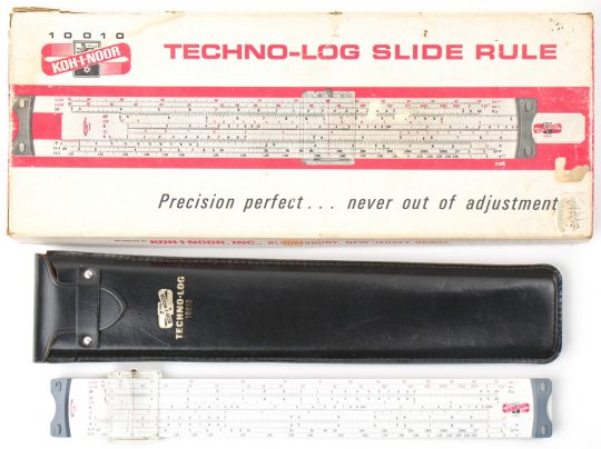 Koh-I-Noor / Graphoplex Techno-Log 10010 Full Size Slide Rule w/Box, Case, & manual