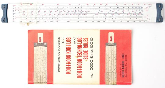 Koh-I-Noor / Graphoplex Techno-Log 10010 Full Size Slide Rule w/Box, Case, & manual