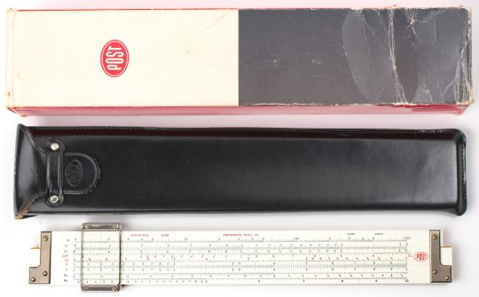 Post / Hemmi 1450 F Versatrig Full Size Slide Rule w/Box, Case & Manual (Near mint)