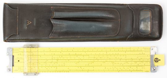 N4-ES Log Log Hyperbolic Full Size Slide Rule w/Leather Case (stylus pockets), Used