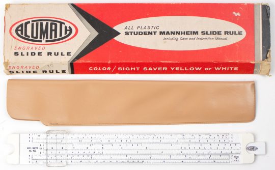 Acumath 400 Full Size Slide Rule w/Box, Case, & Manual