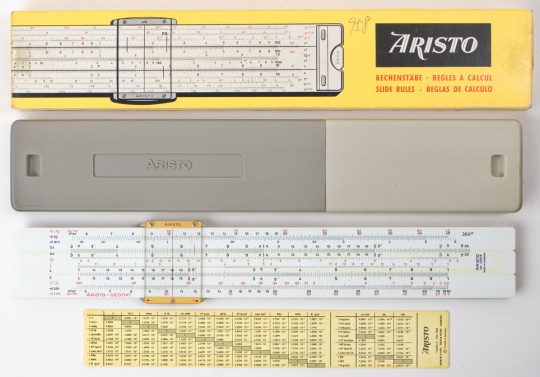 Aristo 0958 Geodat Full Size Slide Rule w/Box, Case, Support Rule, Manual, & Stands (NIB)