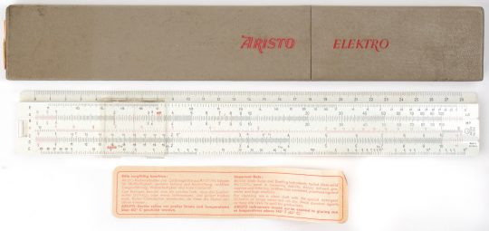 Aristo Elektro 914 Full Size Slide Rule w/Original Split Case (NIB/mint – very unusual rule!)