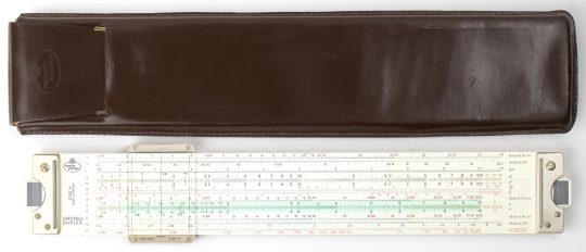 Faber Castell 2/82N Duplex Full Size Rule w/Brown Leather Case & Manual Reprint (Good condition)