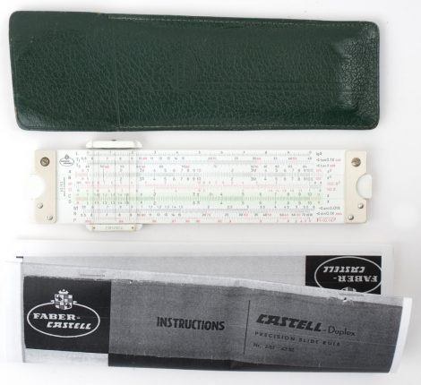 Faber Castell 62/82 Castell Duplex Pocket Slide Rule w/Leather Case & Manual Reprint (New/mint)