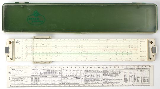 Faber Castell 2/83N Full Size Slide Rule w/Display Case & Support Rule (Excellent condition, discoloration on one side)