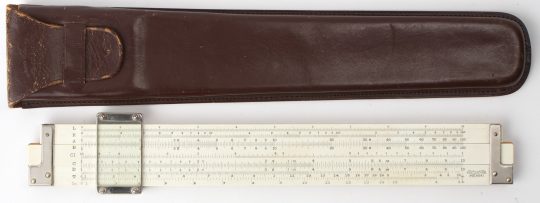 Sun/Hemmi Full Size Rule, Rare G, Q, Θ Scales w/Original Leather Case (fair condition)