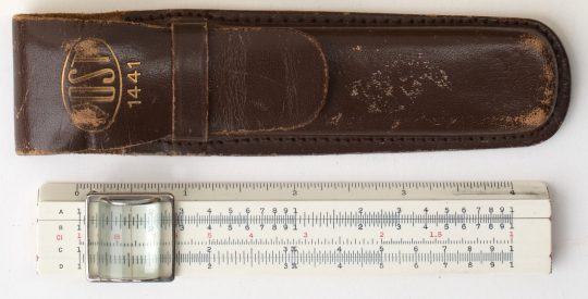 Post 1441 Pocket Rule w/Case & Manual, Magnifying Cursor (good condition, worn case)