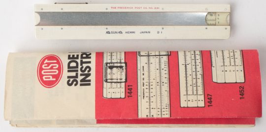 Post 1441 Pocket Rule w/Case & Manual, Magnifying Cursor (good condition, worn case)