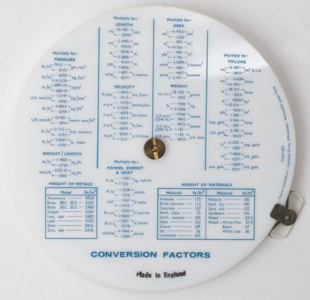 Fearns Conversion Factors Circular Slide Rule