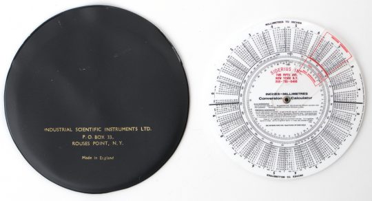 Industrial Scientific Instruments Circular Slide Rule – Inch/mm Converter