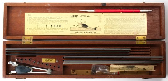 K&E Leroy Lettering Set w/Instructions & Wood Case
