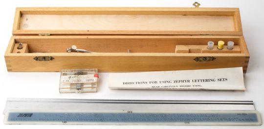 Zephyr Z-1 Lettering Set w/Manual & Wood Case