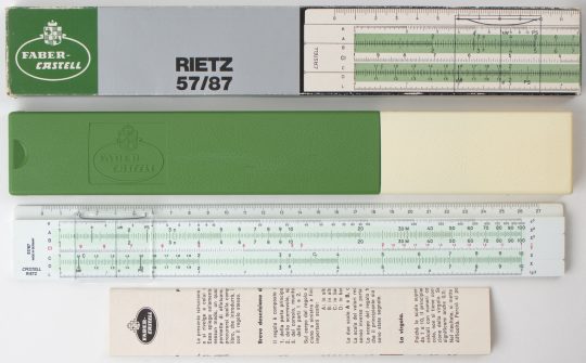 Faber Castell 57/87 Slide Rule w/Box, Case, & Instructions (New/mint)
