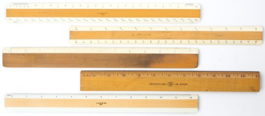Lot of 5 Vintage Wood Rulers