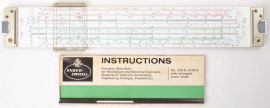 Faber Castell 2/83N Full Size Slide Rule w/Leather Case, Support Rule, & Instructions (New/mint)
