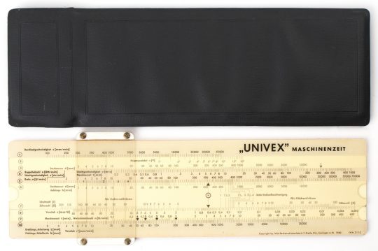 Univex Maschinenzeit German Language Slide Rule w/Case (Good condition)