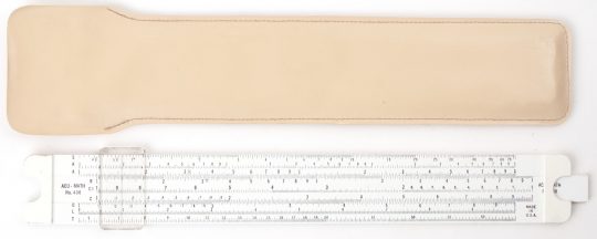 Acu-Math No. 400 Slide Rule w/Leatherette Slip Case (Very good condition)