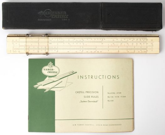 Faber Castell 1/54 System Darmstadt Slide Rule w/Leather Case & Manual (Fair condition)