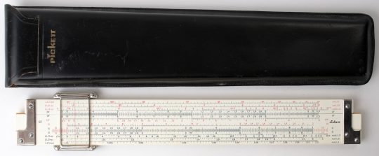 Pickett 25 Scale Full Size Rule, Wood Body, Leather Case, Made in Japan (Very rare, new, some age discoloration)