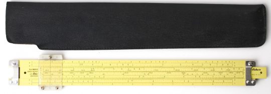 Pickett N909 ES Full Size Rule w/Metric Conversion Scales & Fibreboard Case (New/mint)