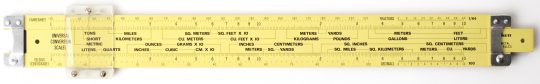 Pickett N909 ES Full Size Rule w/Metric Conversion Scales & Fibreboard Case (New/mint)